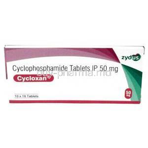 Cycloxan, Cyclophosphamide 50mg, Zydus Cadila, Box front view