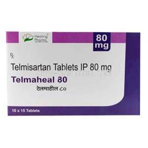 Telmaheal 80, Telmisartan 80mg, Healing Pharma India, Box front view