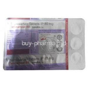 Telmaheal 80, Telmisartan 80mg, Healing Pharma India, Blisterpack information