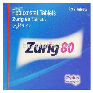 Zurig 80, Generic Uloric, Febuxostat Box