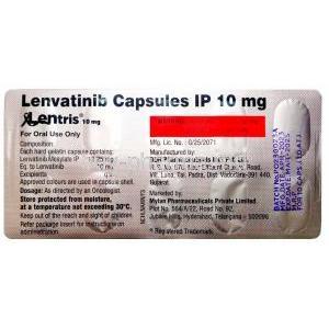 Lentris, lenvatinib 10mg, Mylan, Blisterpack information