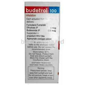 Budetrol 100 Inhaler, Formoterol 6mcg/ Budesonide 100mcg, 120MD Inhaler, Macleods Pharmaceuticals Ltd, Box information, Composition