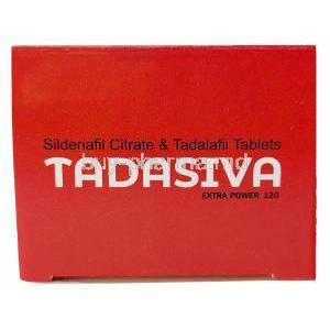 Tadasiva Extra Power, Sildenafil 100mg,Tadalafil 20mg, Healing Pharma India Pvt Ltd, Box side view