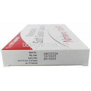 Nintena, Nintedanib 100mg, Soft Gelatin Capsule, Sun Pharmaceutical, Box information, Mfg date, Exp date