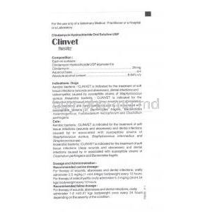 Clinvet, Generic  Antirobe/ Cleocin, Clindamycin Hydrochloride information sheet 1