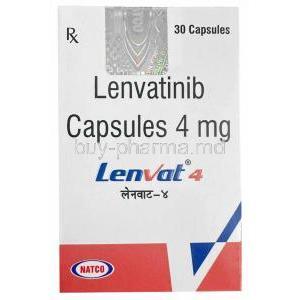 Lenvat, Lenvatinib 4mg, 30 capsules, Natco Pharma, Box back view