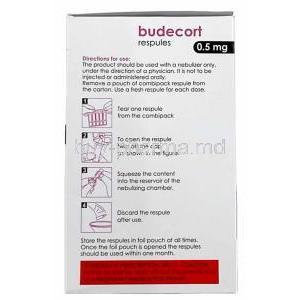 Budecort Respules, Budesonide 0.5 mg, 5respules X 8packs(1box), Cipla, Box information, Direction for use