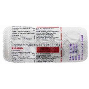 Patadin, Olopatadine 5mg, Ajanta Pharma Ltd, Blisterpack information
