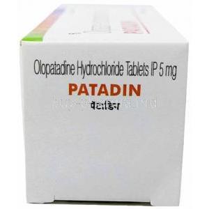 Patadin, Olopatadine 5mg, Ajanta Pharma Ltd, Box side view-1