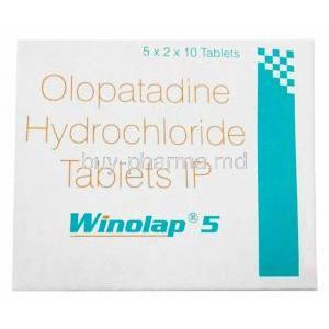 Winolap 5, Olopatadine 5mg, Sun Pharma, Box front view