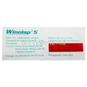 Winolap 5, Olopatadine 5mg, Sun Pharma, Box information, Caution