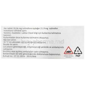 Selincro, Nalmefene 18mg, 14tablets, Lundbeck, Box information, Storage