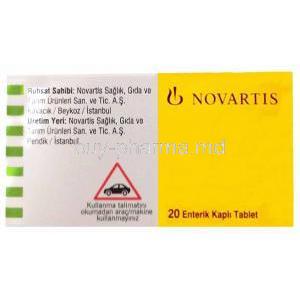 Voltaren,Diclofenac sodium 50mg, Novartis, Box back view