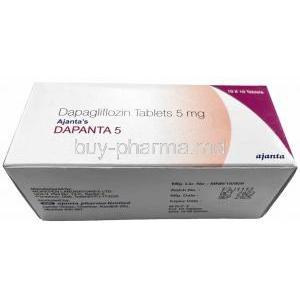 Dapanta 5, Dapagliflozin 5mg, Ajanta Pharma Limited, Box front view