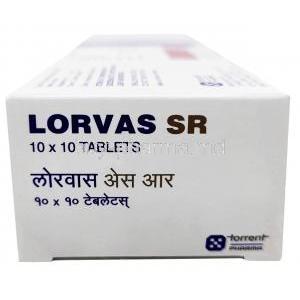 Lorvas SR, Indapamide 1.5mg, Torrent Pharma, Box side view