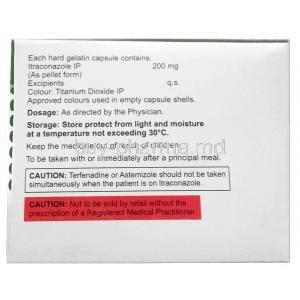 Troycon, Itraconazole 200mg, Troikaa Pharmaceuticals, Capsule, Box information, Dosage, Storage