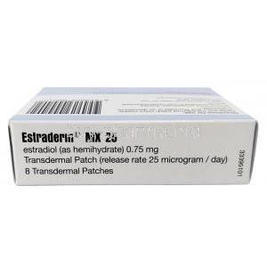 Estraderm MX 25, Ethinyl Estradiol 25mg,Patches, Norvatis Box information, Dosage