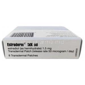 Estraderm MX 50, Ethinyl Estradiol 50mg,Patches, Norvatis Box top view