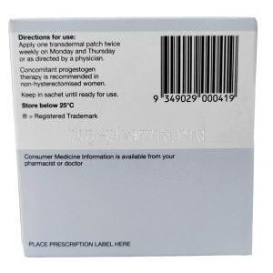 Estraderm MX 50, Ethinyl Estradiol 50mg,Patches, Norvatis Box information, Directions for use