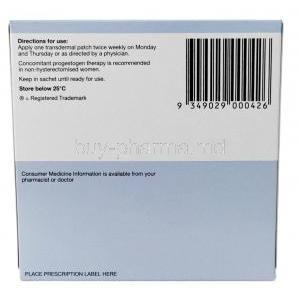 Estraderm MX 100, Ethinyl Estradiol 100mg,Patches, Norvatis Box information, Direction for use