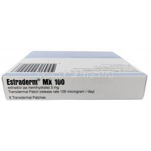Estraderm MX 100, Ethinyl Estradiol 100mg,Patches, Norvatis Box top view