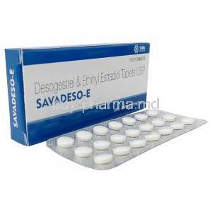 Savadeso-E,Desogestrel 0.15 mg, Ethinyl Estradiol 0.03 mg, 21 tablets,Sava  Healthcare, Box, Blisterpack