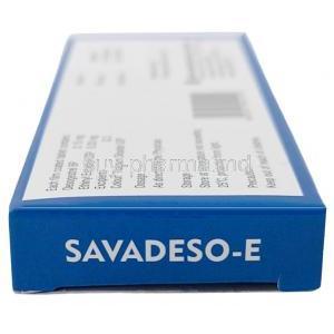 Savadeso-E,Desogestrel 0.15 mg, Ethinyl Estradiol 0.03 mg, 21 tablets,Sava  Healthcare, Box side view-2