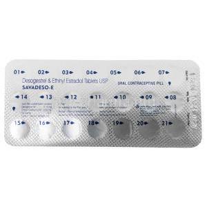 Savadeso-E,Desogestrel 0.15 mg, Ethinyl Estradiol 0.03 mg, 21 tablets,Sava  Healthcare, Blisterpack information