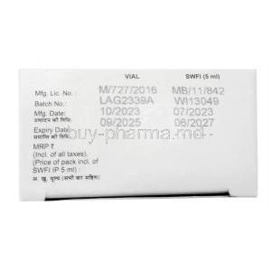 Accuzon Injection, Ceftriaxone 500 mg, Injection 5mL, Macleods Pharmaceuticals, Box information, Mfg date, Exp date