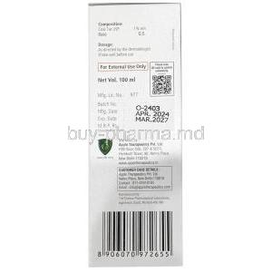 Tar 18 Medicated Shampoo, Coal Tar 1%, Shampoo 100mL, Apple Therapeutics Pvt., Ltd, Box information