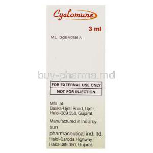 Cyclomune, Generic  Restasis,  Cyclosporine Eye Drop Manufacturer Information