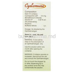 Cyclomune, Generic  Restasis,  Cyclosporine Eye Drop Composition