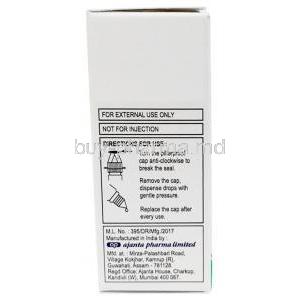 Olopat Eye Drops(BAK Free), Olopatadine 0.1% wv, Eye Drops 5mL, Ajanta Pharma, Box information, Direction for use
