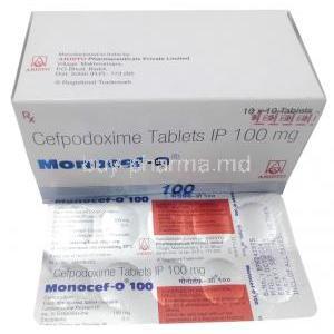 Monocef-O, Cefpodoxime Proxetil 100 mg, Aristo Pharmaceuticals, Box top view, Blisterpack information