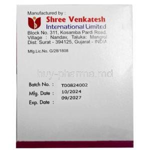 Clenbut 40,Clenbuterol 40mcg, Shree Venkatesh International, Box information, Mfg date, Exp date