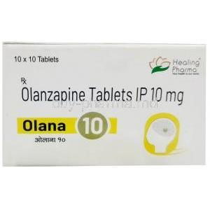 Olana 10, Olanzapine 10 mg, American Remedies, Box front view