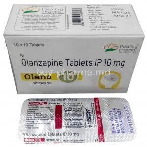 Olana 10, Olanzapine 10 mg, American Remedies, Box, Blisterpack information