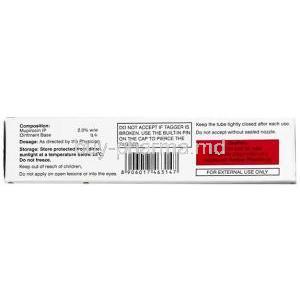 Mupibac ointment, Mupirocin 2% ww, Ointment 5 g, Entod Pharmaceuticals Ltd, Box information