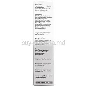 NuVera Aroe Lotion, Aroe Vera 10% ww, Lotion 50 mL,Entod Pharmaceuticals Ltd, Box information