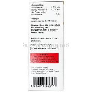 Luli Skin Lotion, Luliconazole 1% wv, Lotion 30 mL, Entod Pharmaceuticals Ltd, Box information