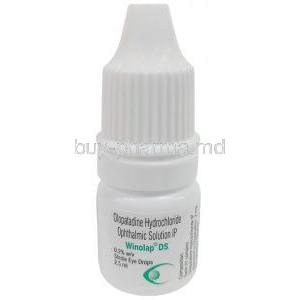 Winolap DS Eye Drop, Olopatadine 0.2%, Eye Drop 2.5 mL, Sun Pharmaceutical Industries, Bottle front view