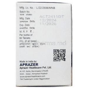 Dasakast, Dasatinib 70 mg, 60tablets, Aprazer, Box information, Mfg date, Exp date