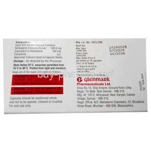 Nindanib 150, Nintedanib 150mg, Glenmark Pharmaceuticals, Box information