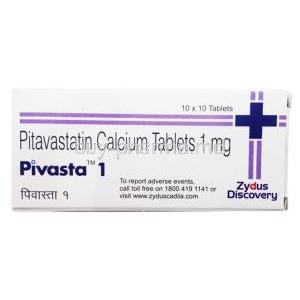 Pivasta 1, Pitavastatin 1mg, Box front view