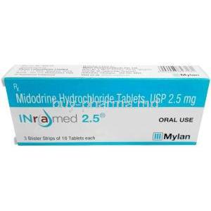 Inramed 2.5, Midodrine 2.5 mg, Mylan, Box front view