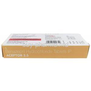 Aceptor 2.5, Benazepril 2.5 mg, SAVA Healthcare, Box bottom view-1
