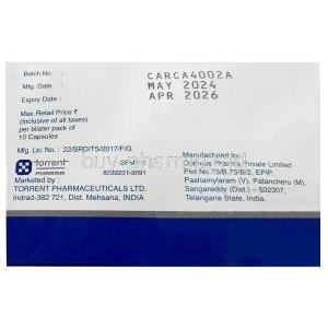 Cariquel, Cariprazine 1.5 mg, Torrent Pharmaceuticals Ltd, Box information, Mfg date, Exp date