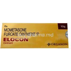 Elocon Ointment, Mometasone 0.1%, Ointment 10g, Box front view