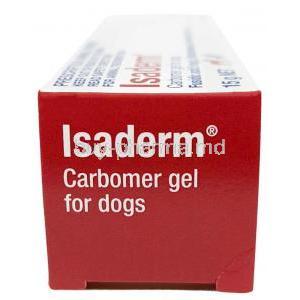 Isaderm Gel for Dogs, Fusidic acid 5 mg/ Betamethasone 1 mg, Gel 15 g, Dermcare-Vet Pty Ltd, Box side view