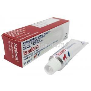 Isaderm Gel for Dogs, Fusidic acid 5 mg/ Betamethasone 1 mg, Gel 15 g, Dermcare-Vet Pty Ltd, Box,Tube